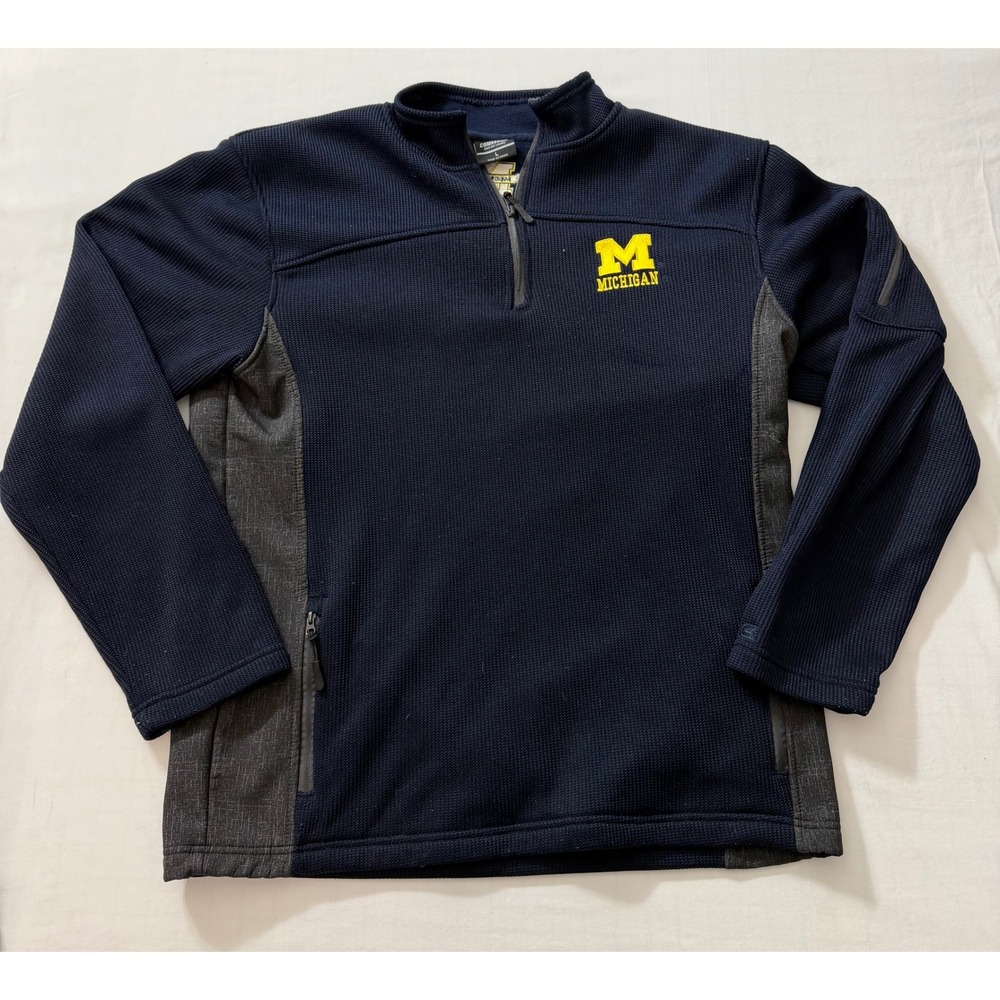 Colosseum Michigan Wolverines Mens Large Navy Blue 1/4 Zip Pullover Jacket L A+